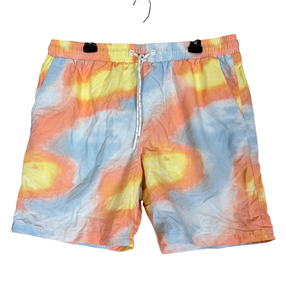 CSG Shorts Mens 2XL Multicolor Tie Dye Swim Trunks Lined Elastic Waist Pockets